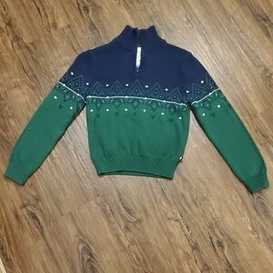 Izod Navy and Green Quarter-zip Sweater